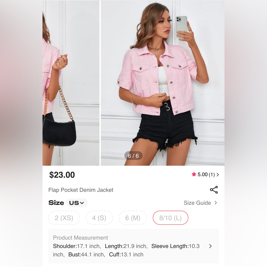 Flap Pocket Denim Jacket Light Pink